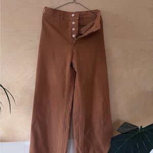 Jesse Kamm Button-Front Wide Leg Pants in Rust